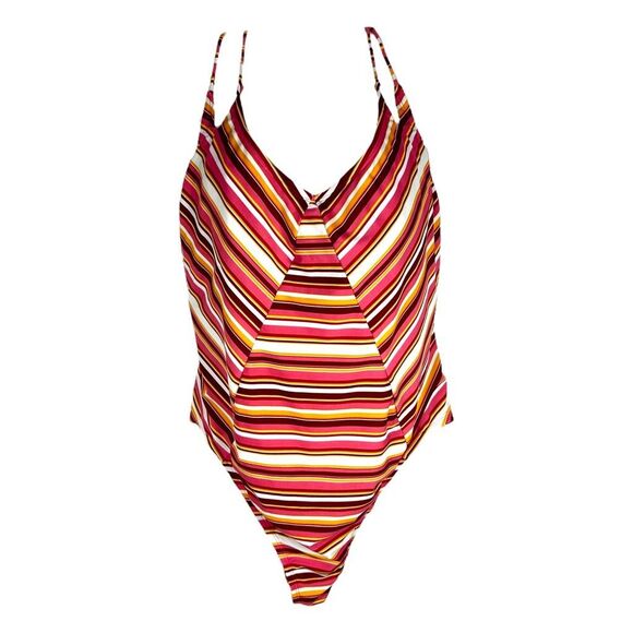 No Boundaries Plus Sz 3X Swimsuit 23W 25W Juniors Plus Orange Pink One Piece 847 - Picture 1 of 11
